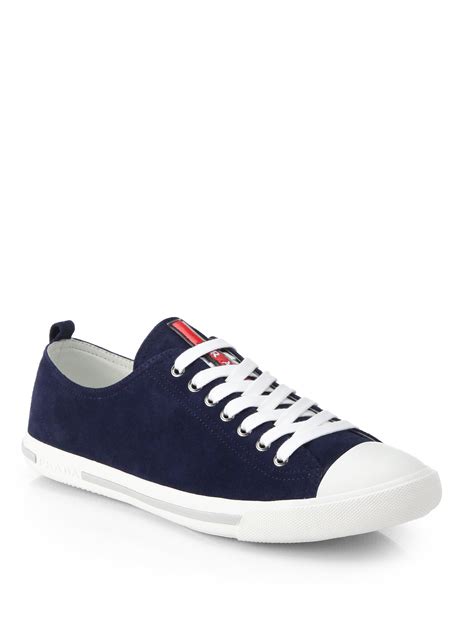 prada men's blue sneakers|prada suede sneakers men.